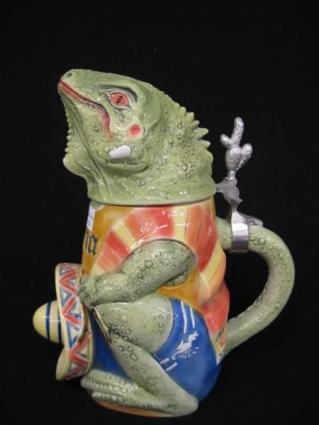 Figural Iguana Beer Stein for Corona, : limited edition, 9 1/2", excellent.