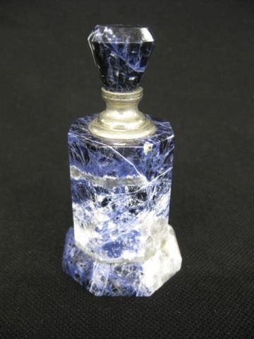 Carved Sodalite Stone Perfume Bottle, deco style,: deco style, 3 1/2" tall, excellent.