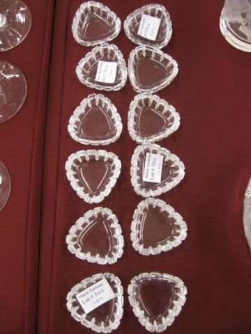 Set of 12 Cut Crystal Salt Cellars, triangular : shape, 2", 11 are excellent.