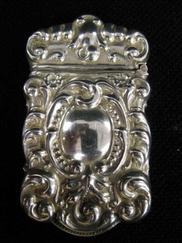 Victorian Sterling Silver Match Safe, : rococo design, 1 1/4" x 2 1/4", excellent.