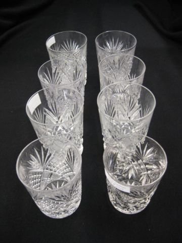 8 Brilliant Period Cut Glass Tumblers, : various designs, 4".
