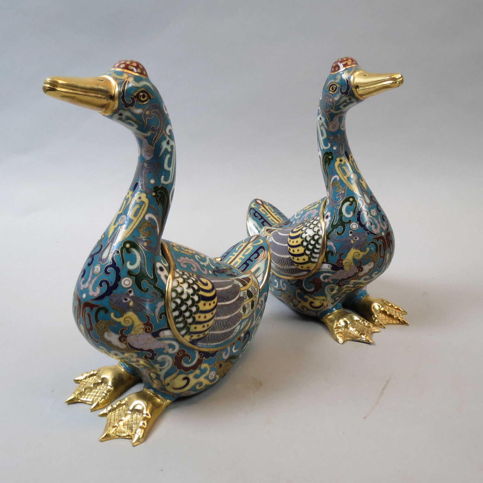 Pair of Chinese Cloisonne Mandarin Ducks (1 of 9)