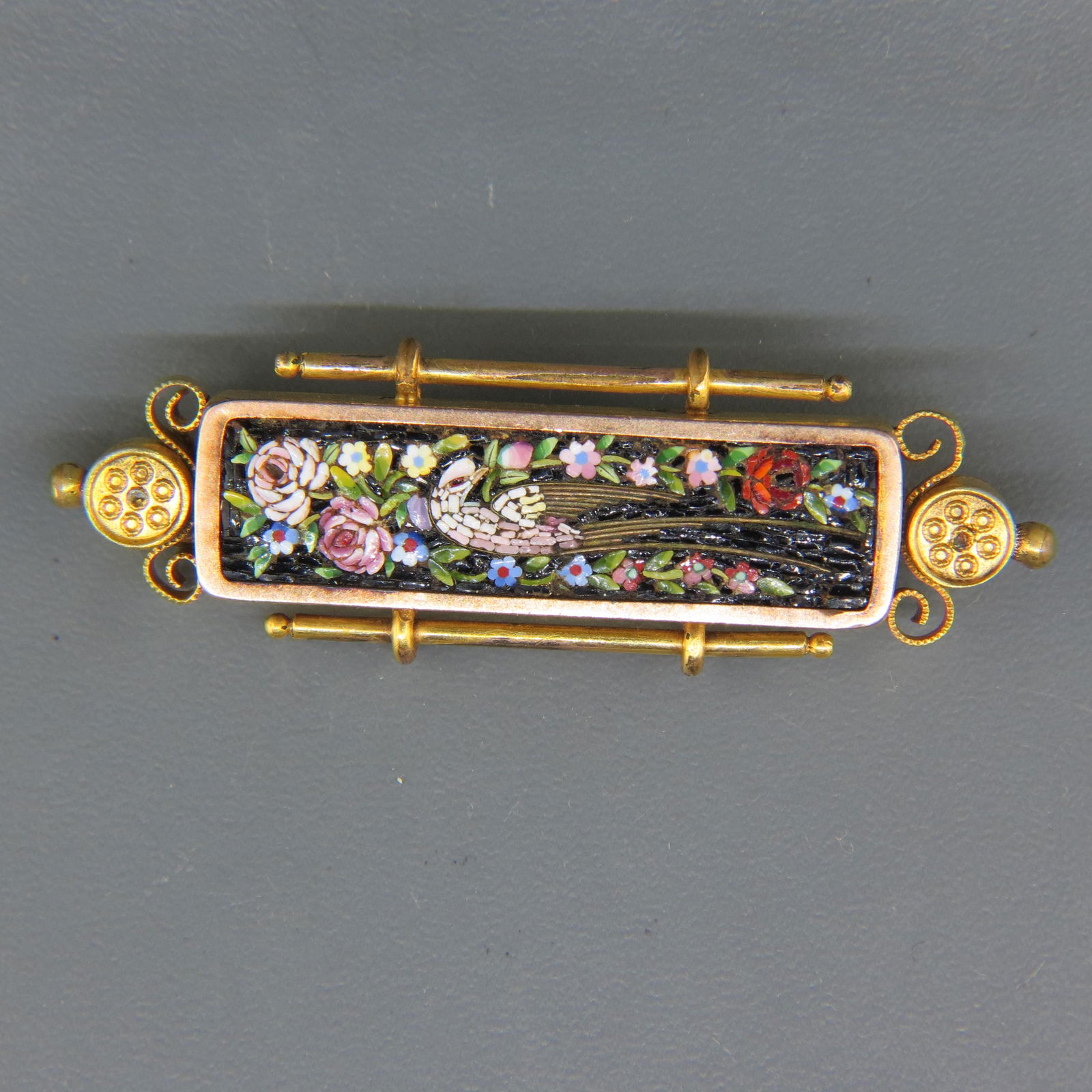 Micro Mosiac Brooch with Birds & Flowers (1 of 5)