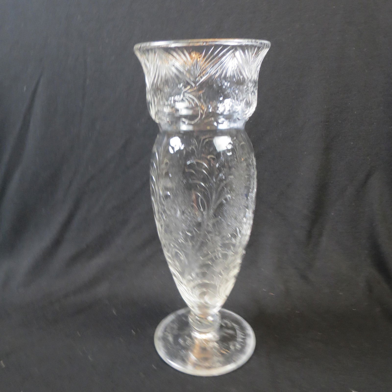 Rock Crystal Cut Glass Tall Vase (1 of 7)