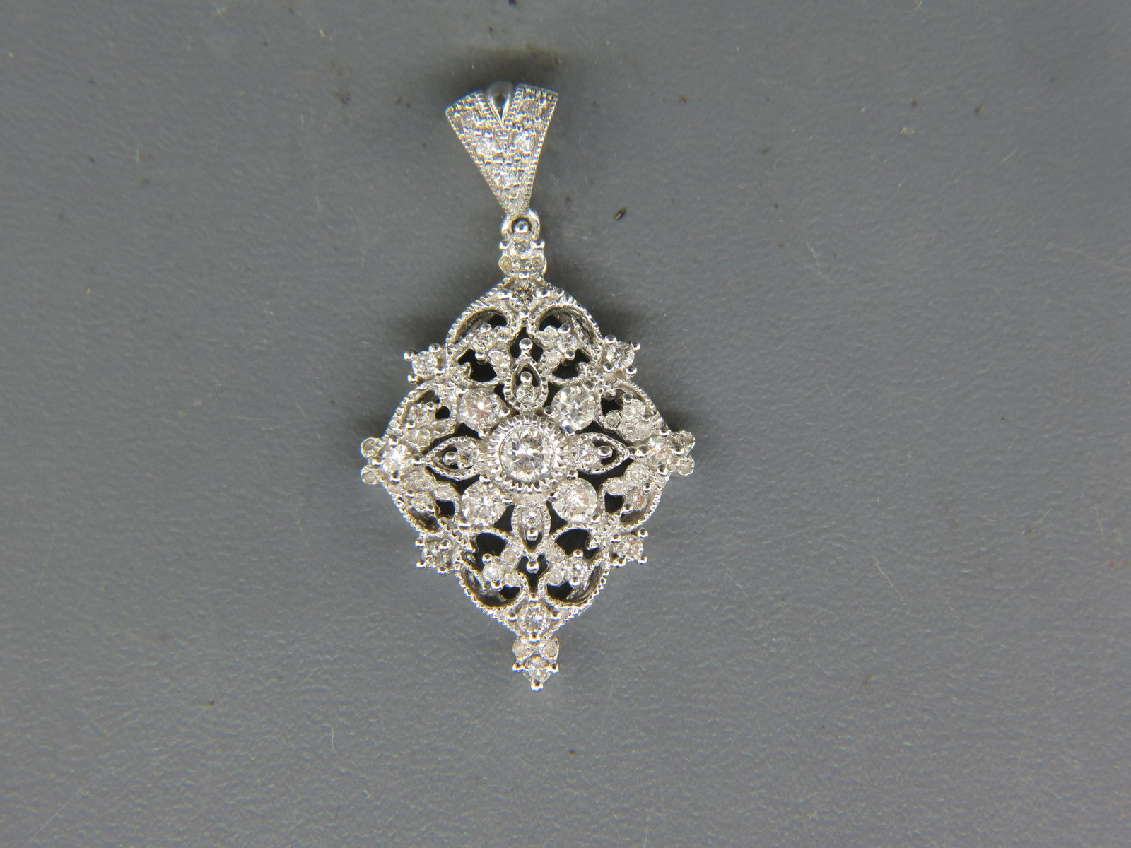 Diamond 14K White Gold Pendant, signed A.J. (1 of 5)