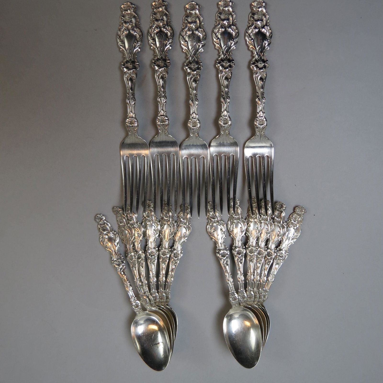 17 pcs. Whiting Sterling "Lily" Flatware (1 of 5)