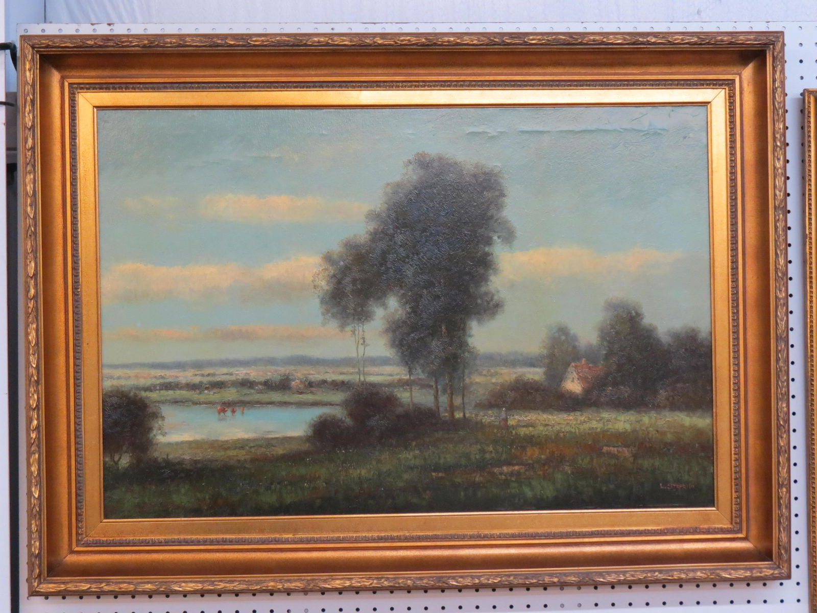 L. Stephano, oil, Landscape with cows in stream (1 of 7)