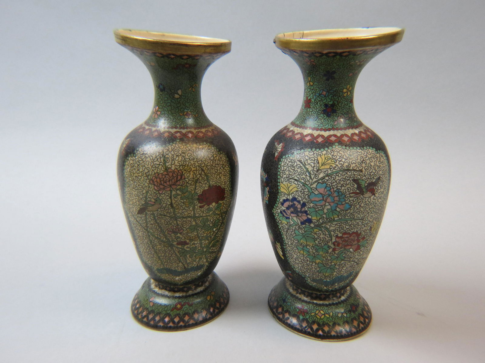 Pair of Japanese Cloisonne Pottery Vases (1 of 13)