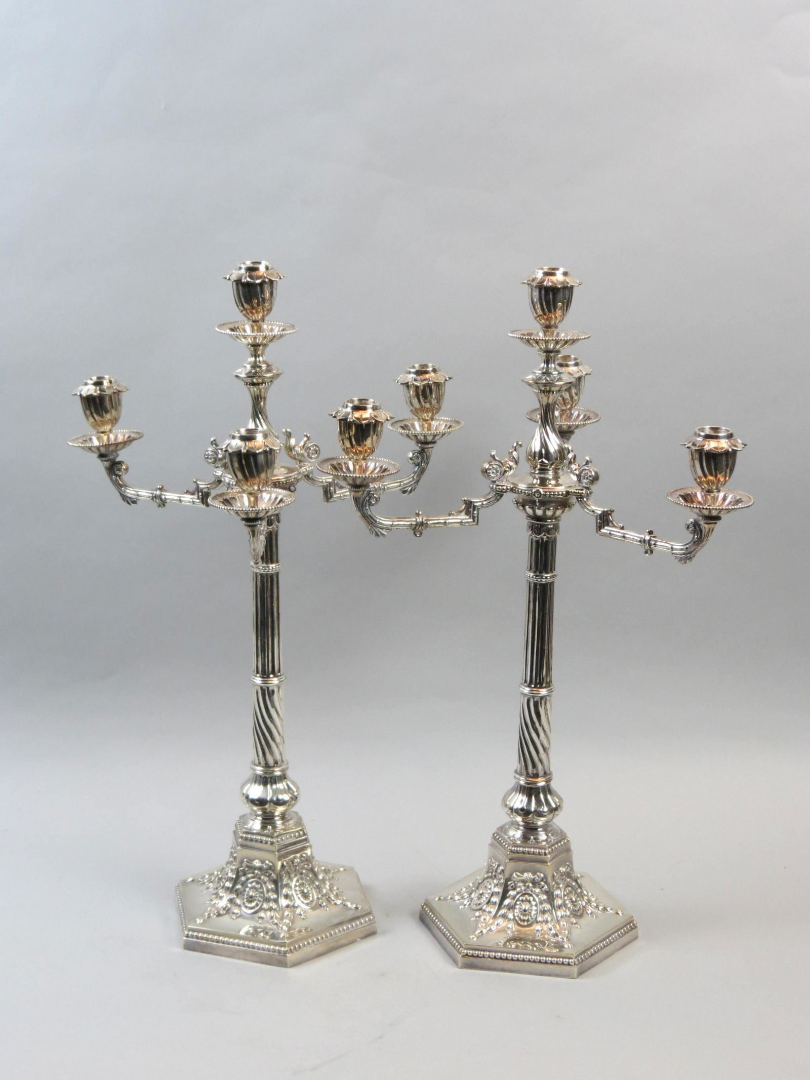 Pair of English Silverplate Candelabra by Lambert, (1 of 7)