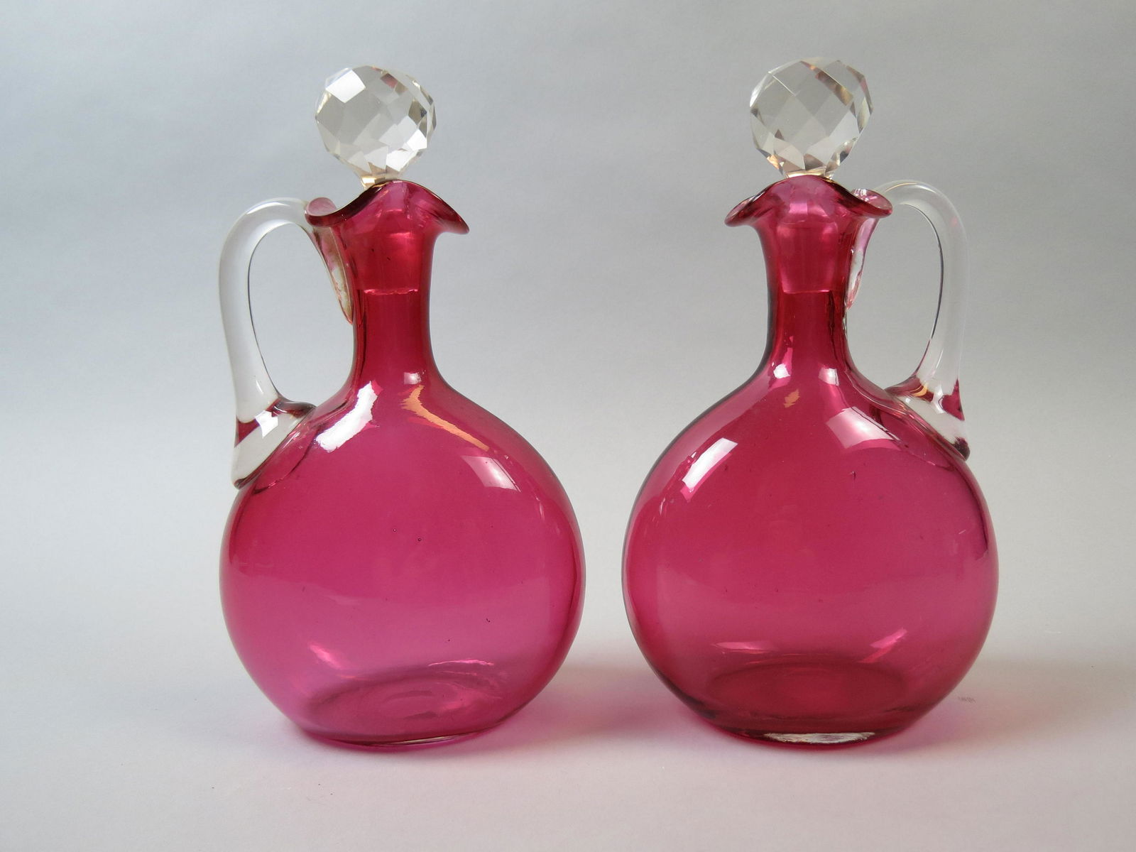 Pair of Cranberry Glass Decanters (1 of 6)