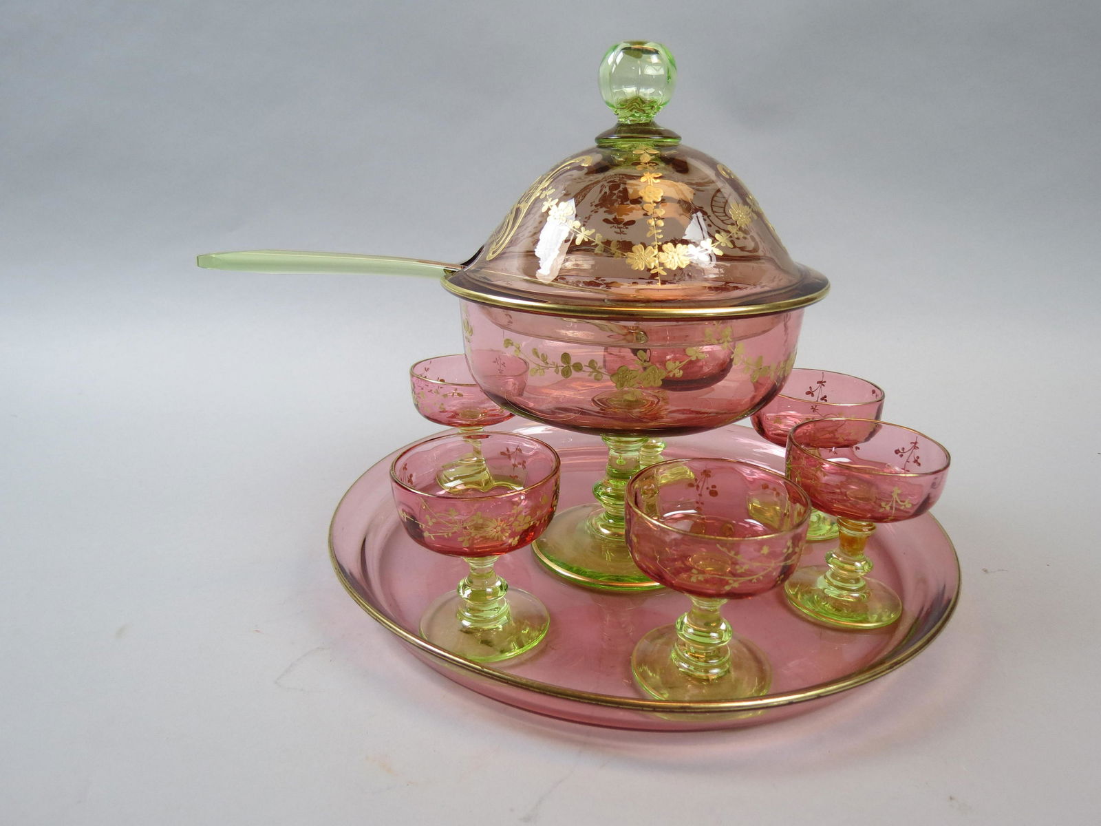 Moser Art Glass Punch Set or Egg Nog Set (1 of 11)