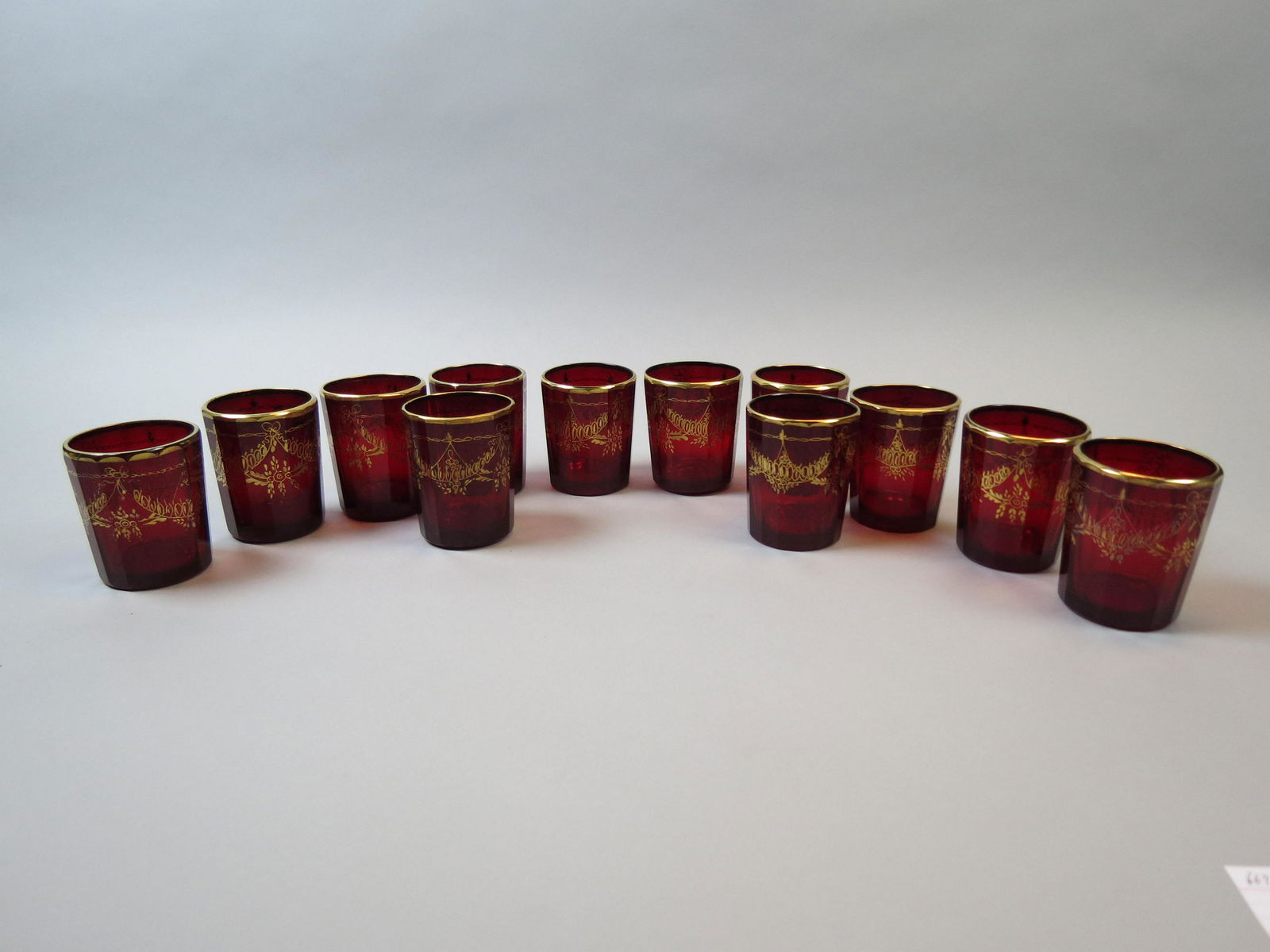 12 Bohemian Art Glass Tumblers (1 of 8)