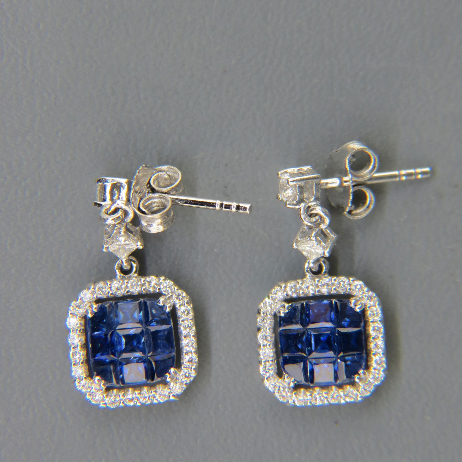 Sapphire & Diamond 14K White Gold Earrings (1 of 8)