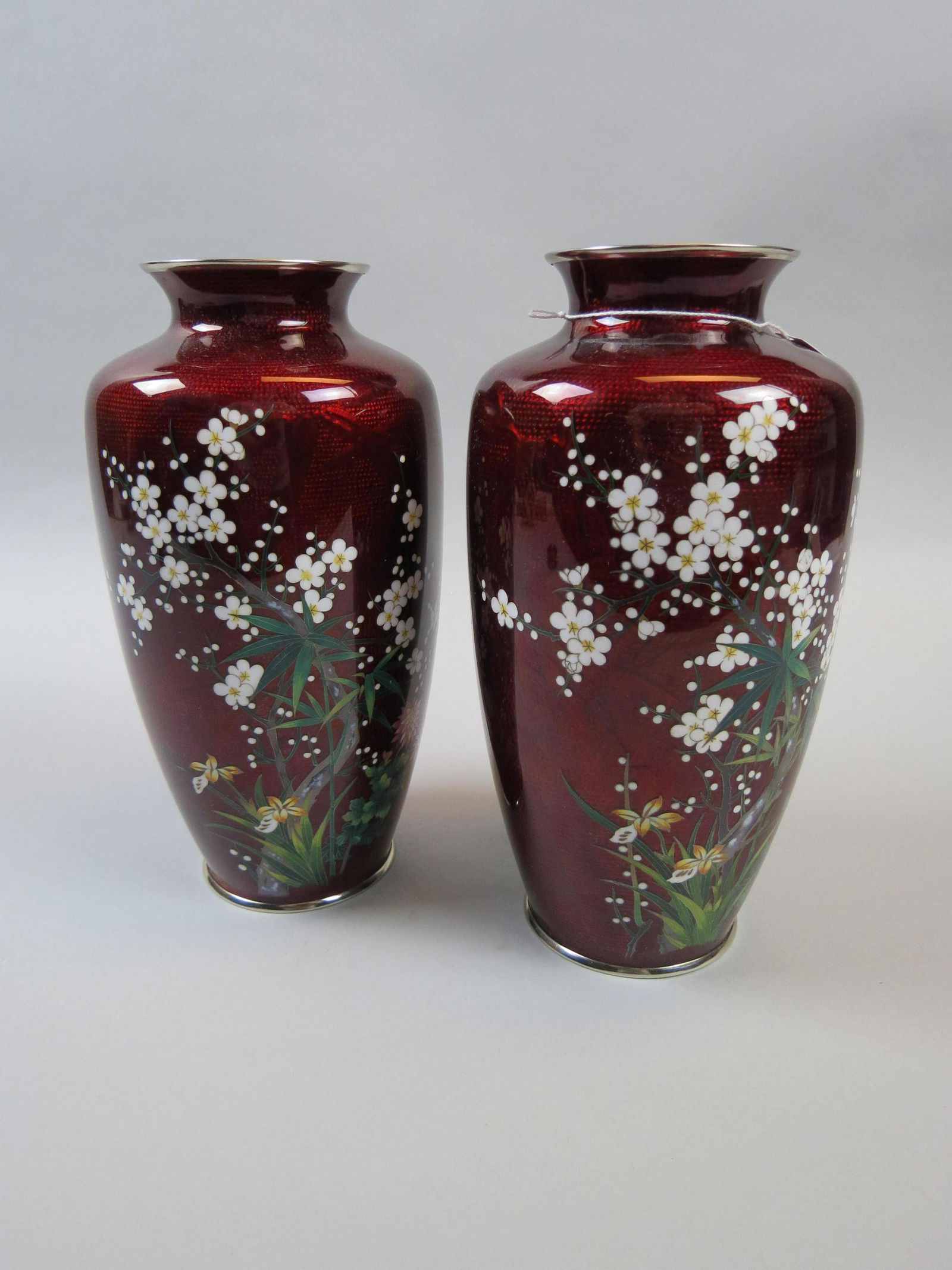 Pair of Japanese Cloisonne Vases, signed Sato (1 of 6)