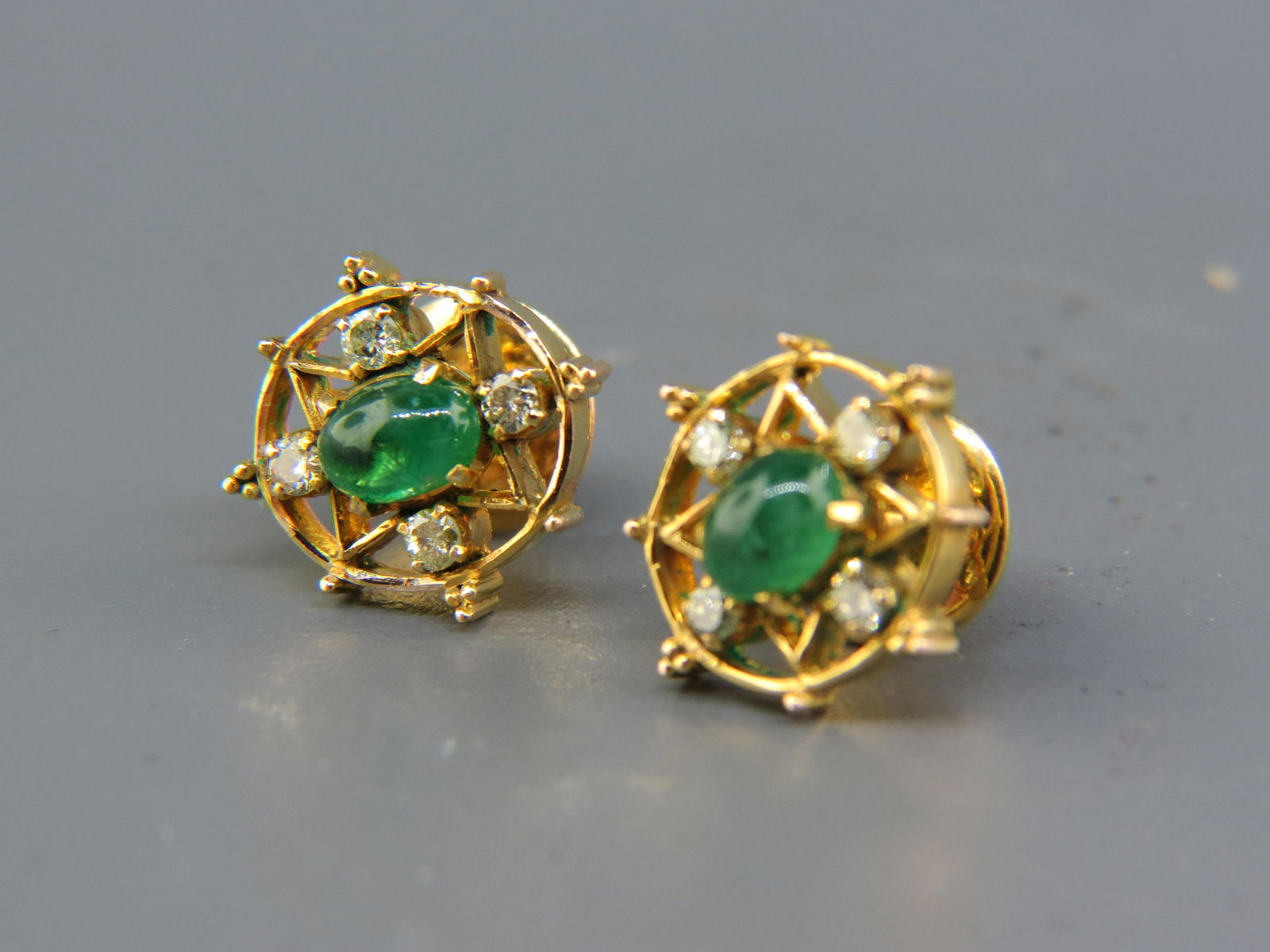 Emerald & Diamond 14K Gold Earrings (1 of 5)