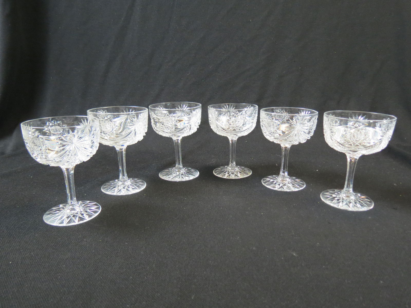 6 Straus Cut Glass Champagnes 'Richmond" Pattern (1 of 5)