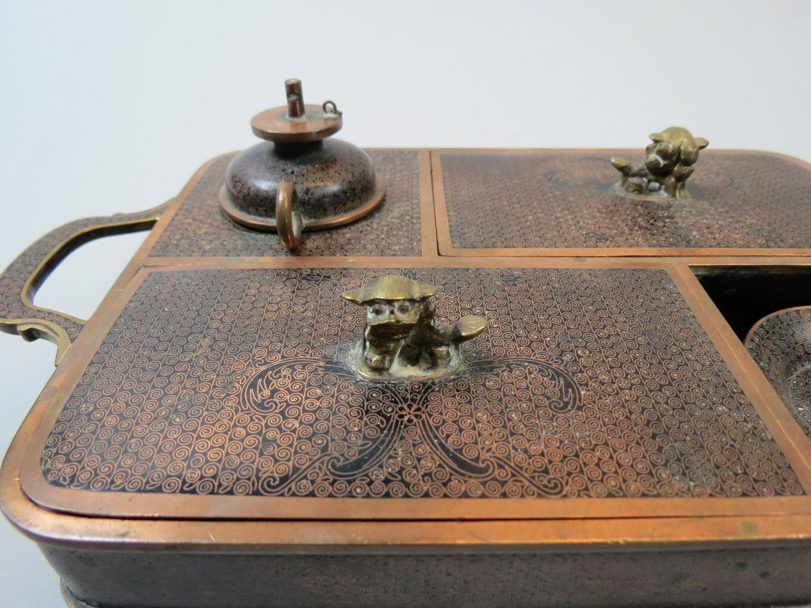 Chinese Cloisonne Smoking Set - 3