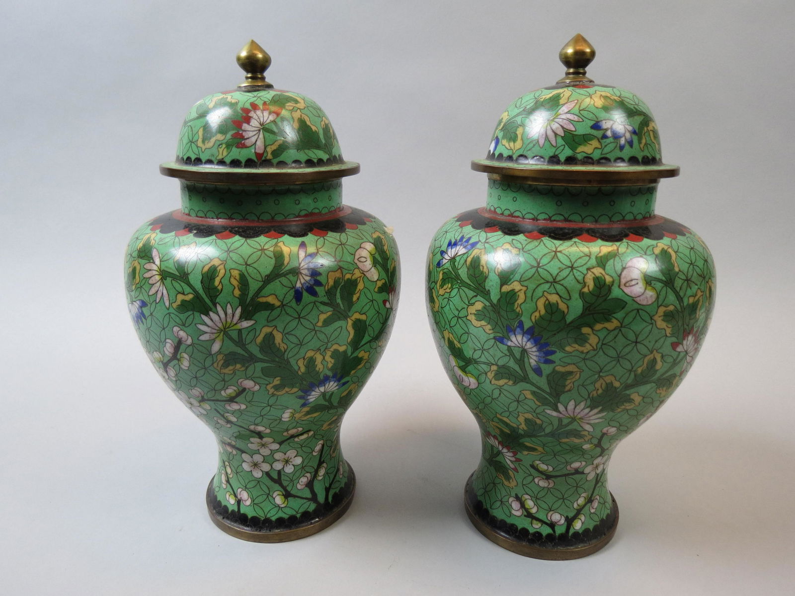 Pair of Chinese Cloisonne Ginger jars (1 of 9)