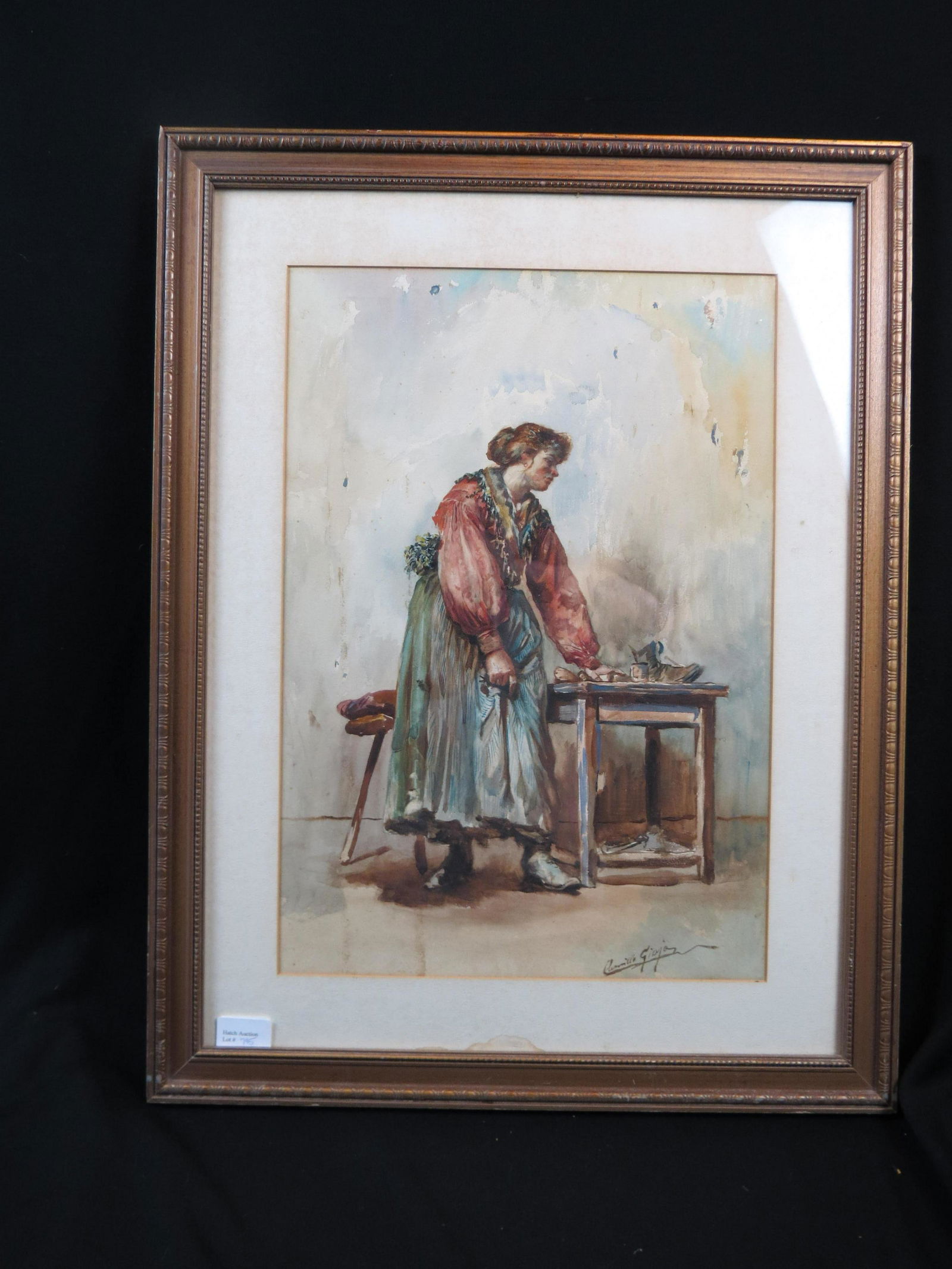 Camillo Gioja Barbero, watercolor, Peasant Woman (1 of 5)