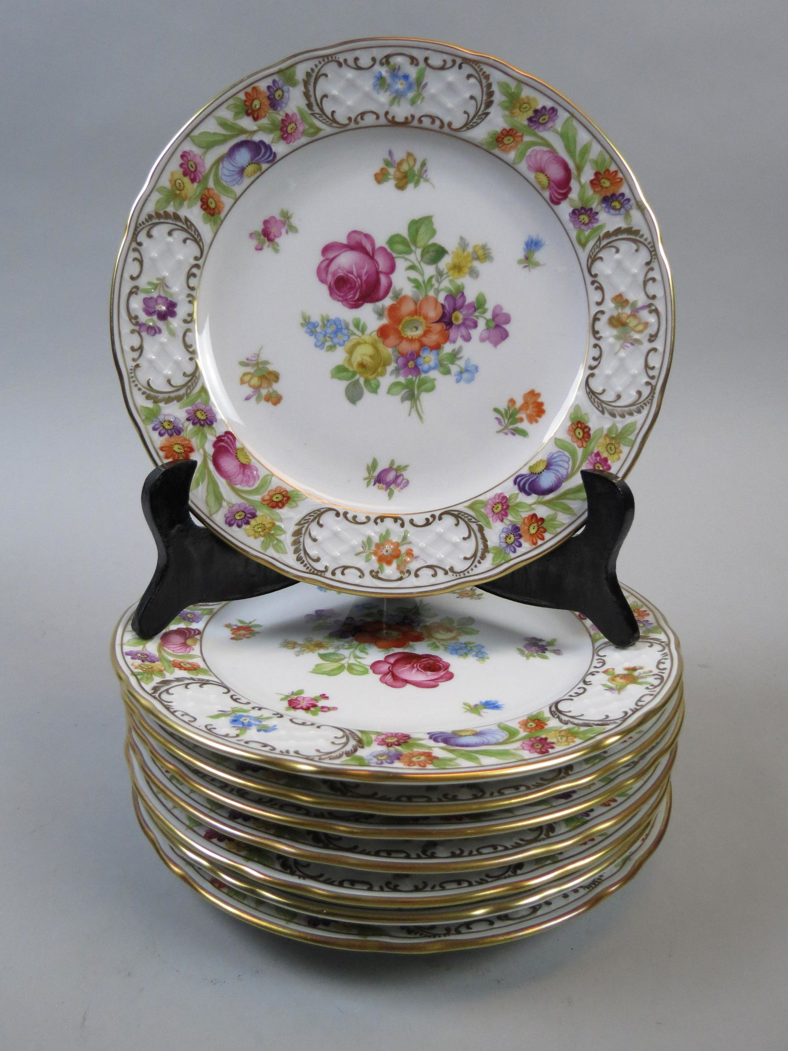 8 Schumann "Empress" Dresden Flower Plates (1 of 6)