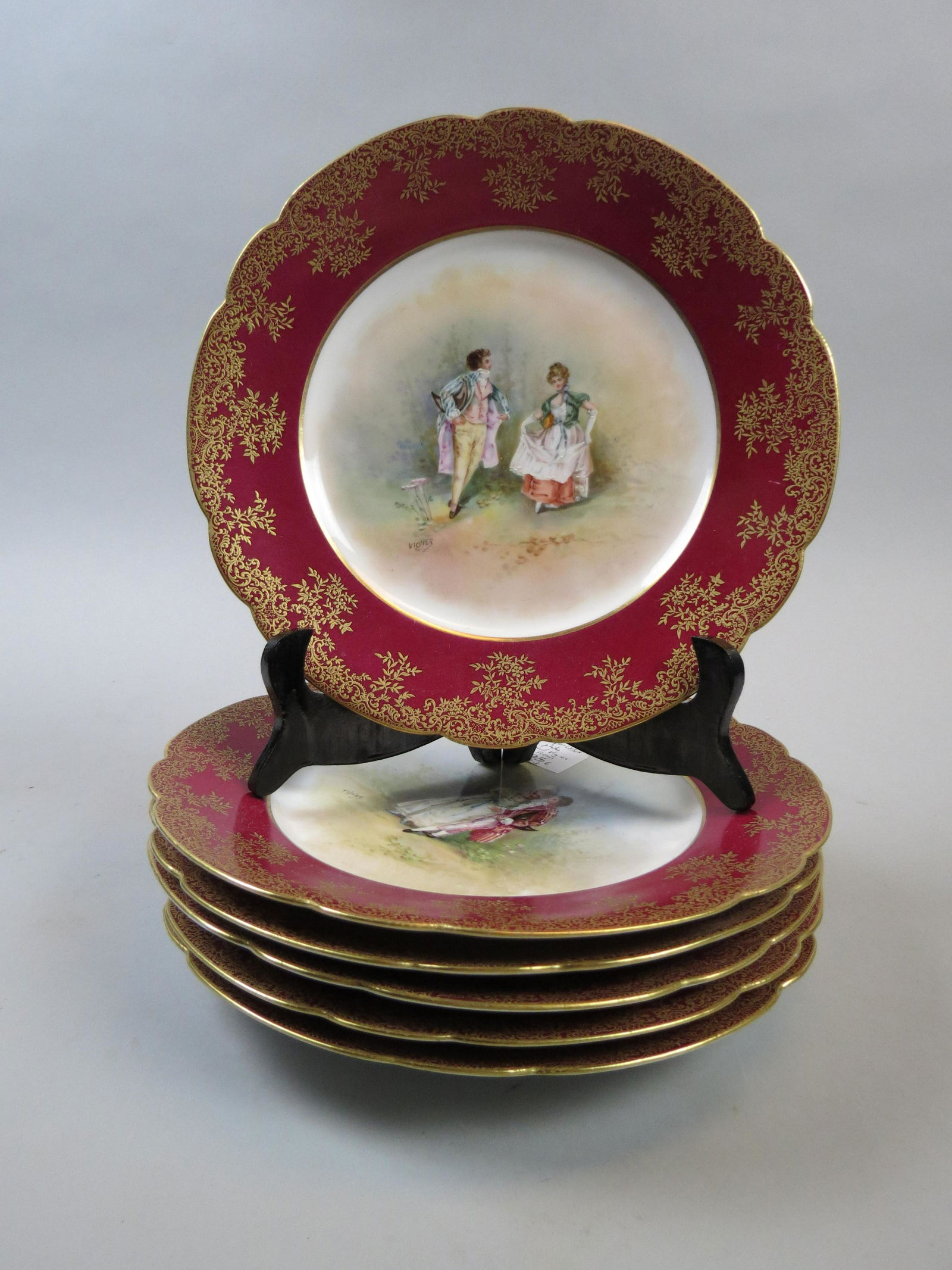 6 Sevres Porcelain Hand Painted Plates (1 of 8)
