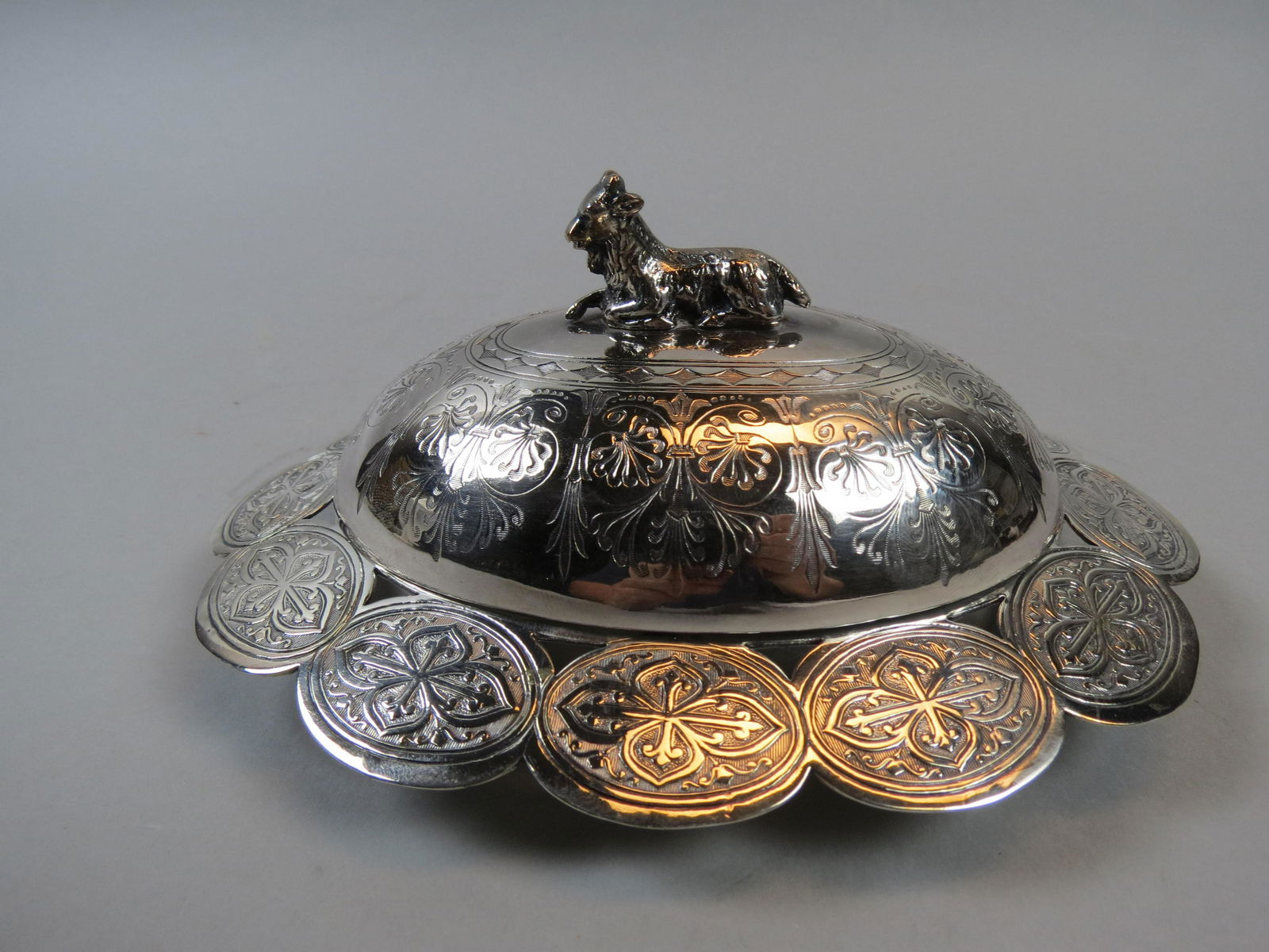 Silverplate Butter Dish with Figural Goat on Cover, (1 of 8)