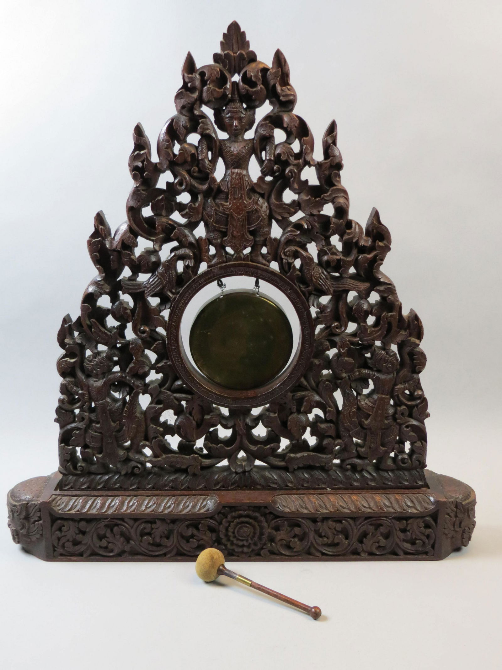 Burmese Carved Wooden Tabletop Gong (1 of 9)