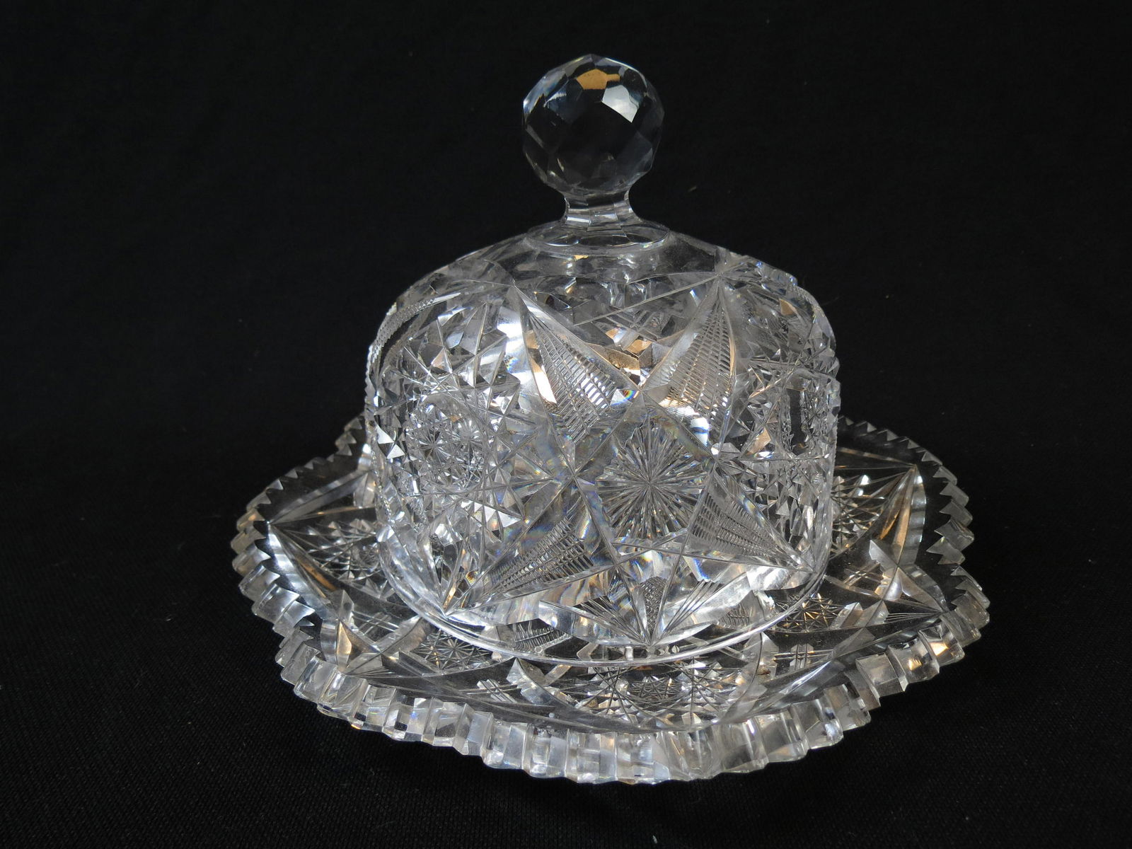 2 pc. Brilliant Period Cut Glass Cheese Dish (1 of 6)