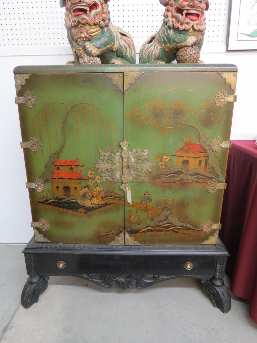 Chinoiserie Style Asian Decorated Cabinet, (1 of 5)