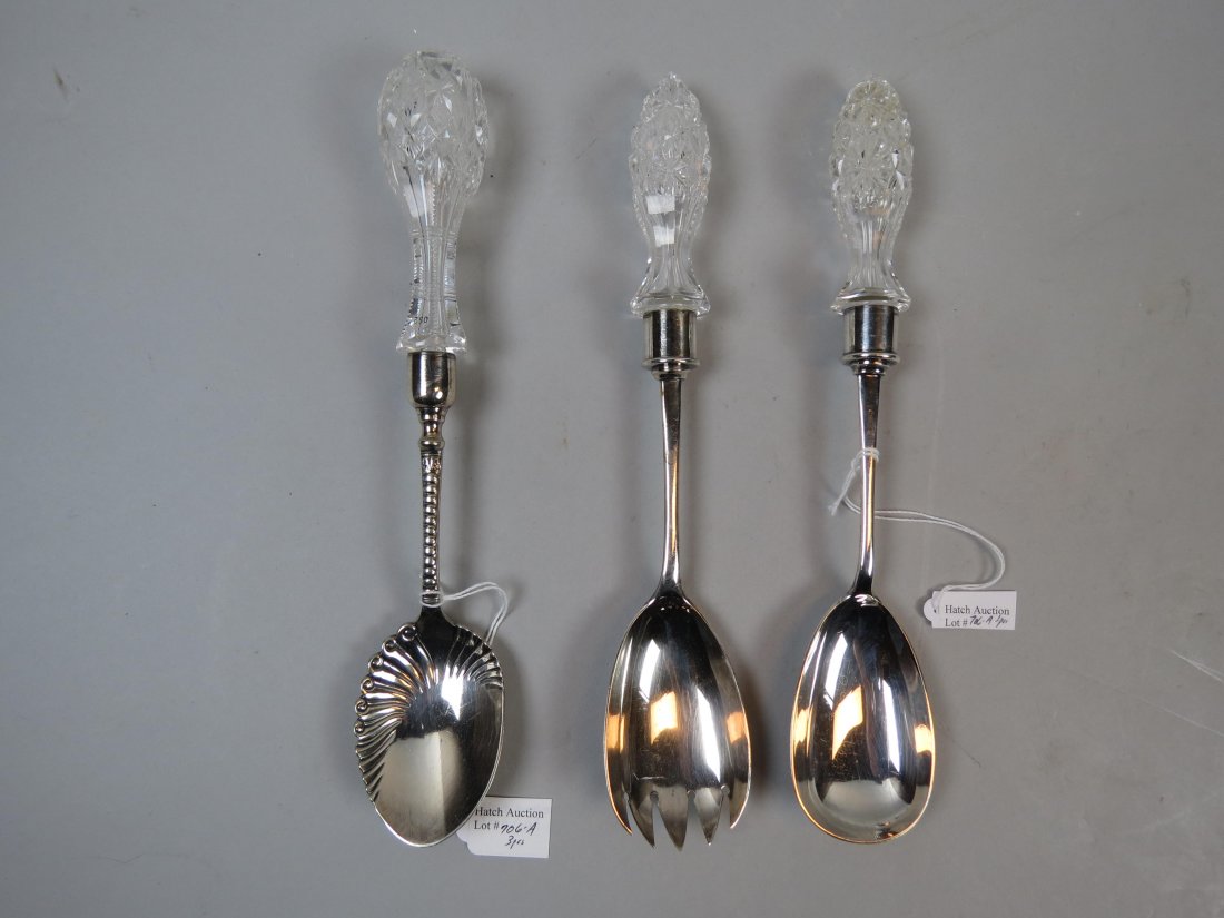 3 Brilliant Period Cut Glass Handled Servers, (1 of 5)