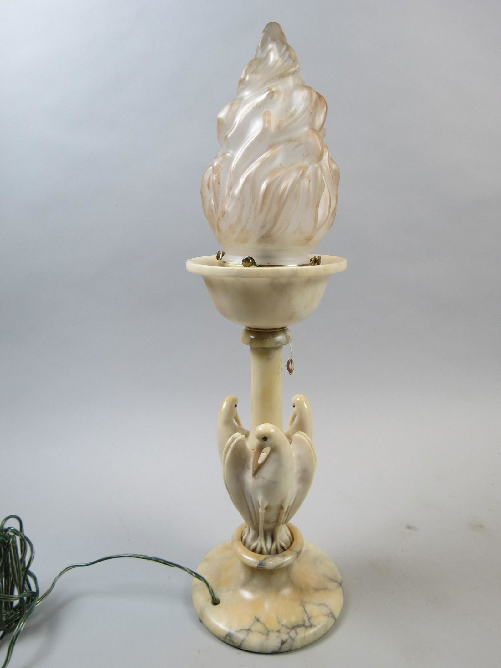 French Art Deco Carved Alabaster Lamp (1 of 7)