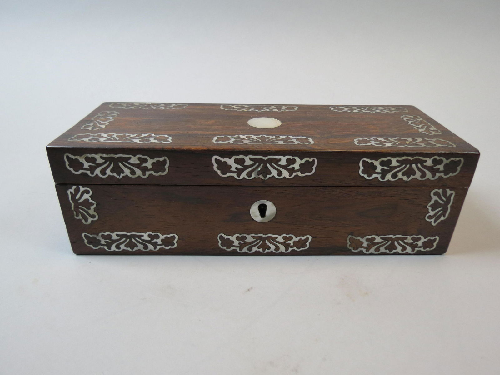 Antique Rosewood Dresser Box with Inlay (1 of 5)