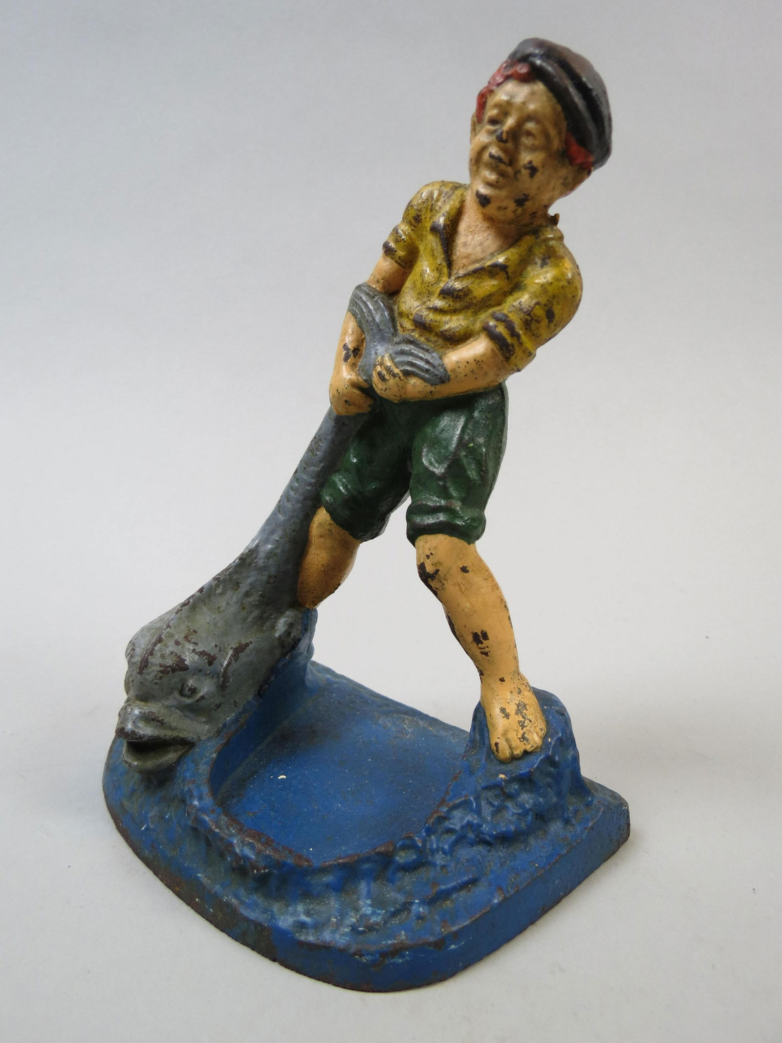 Antique Cast Iron Figural Doorstop Fisher Boy (1 of 5)
