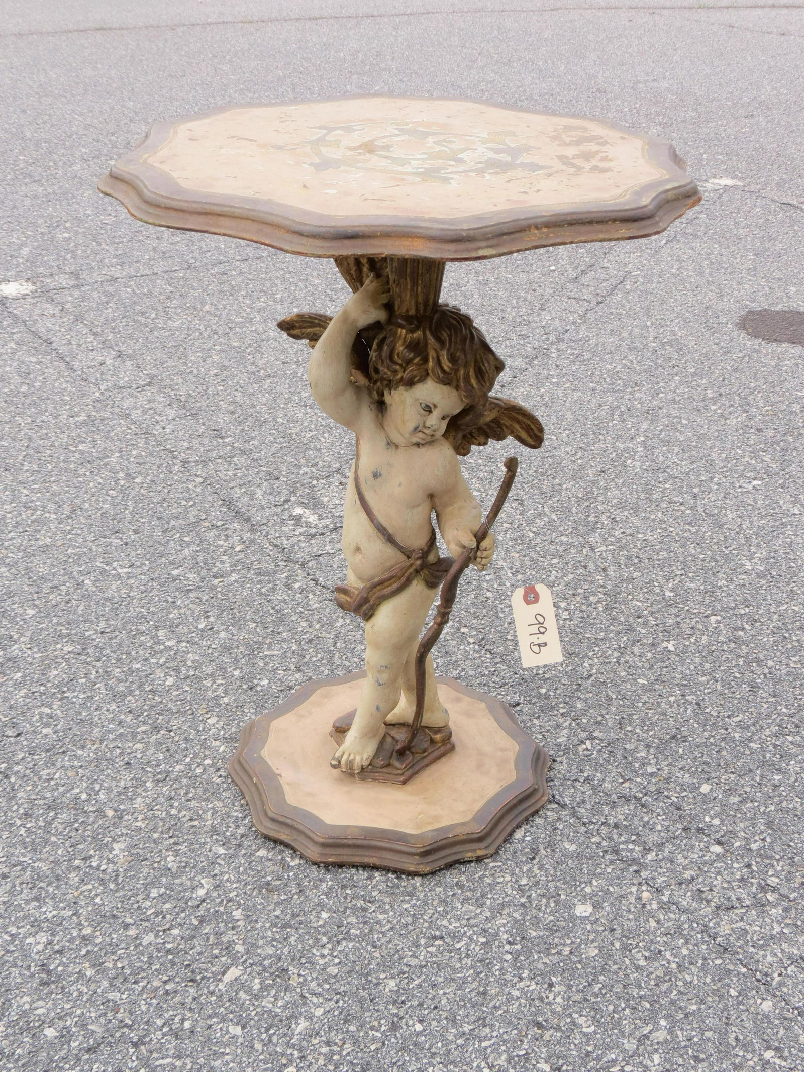 Italian Antique Carved Side Table with Cupid Base (1 of 4)