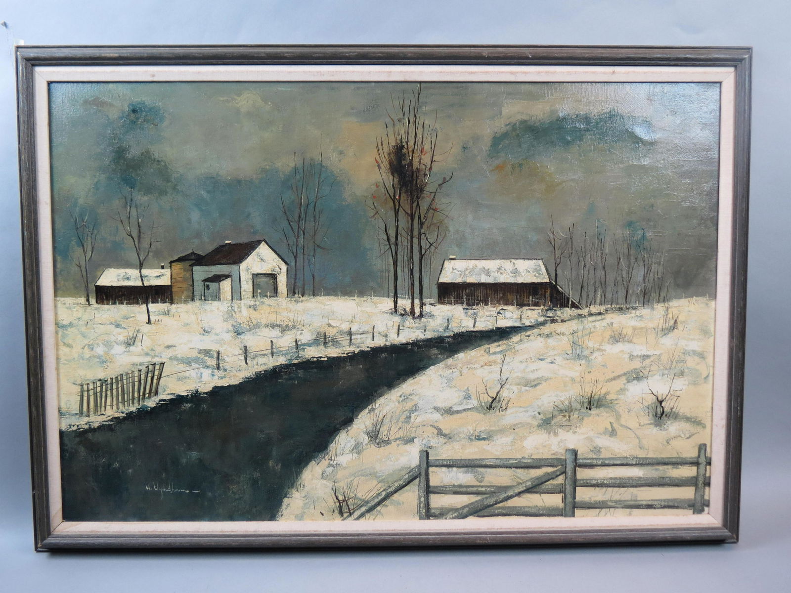 W. Wyndham, oil, Winter Landscape with Farm (1 of 6)