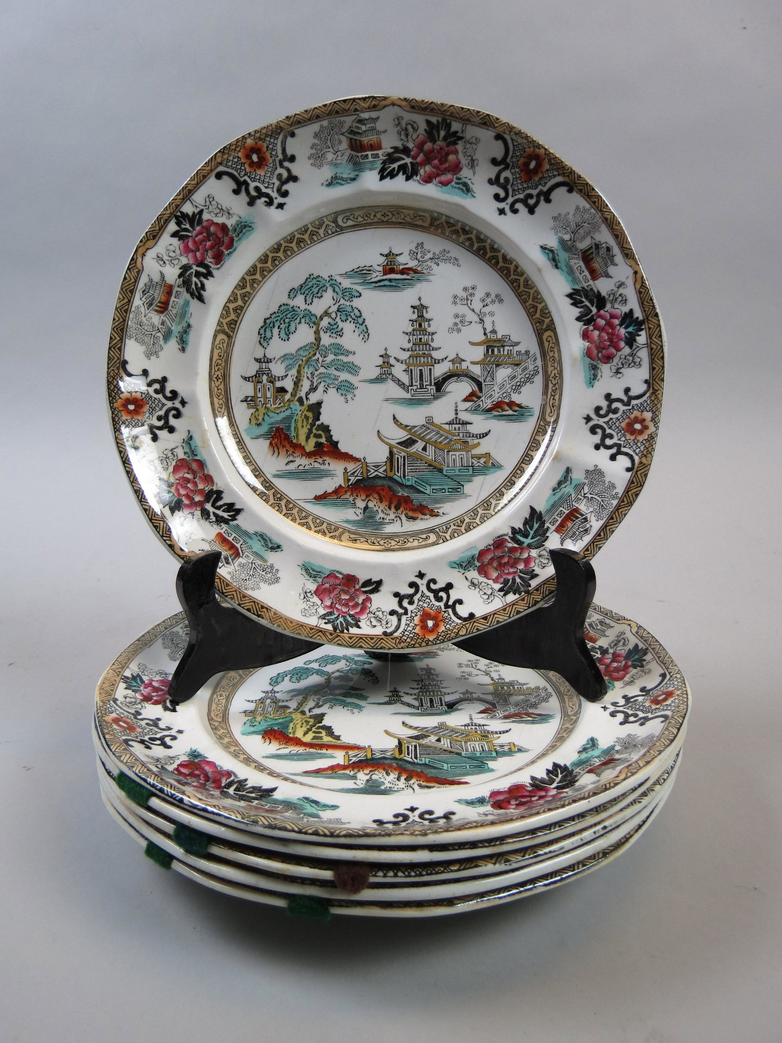 6 Adam's Ironstone Plates: 6 Adam's Ironstone Plates, "Shanghai" pattern, 9".