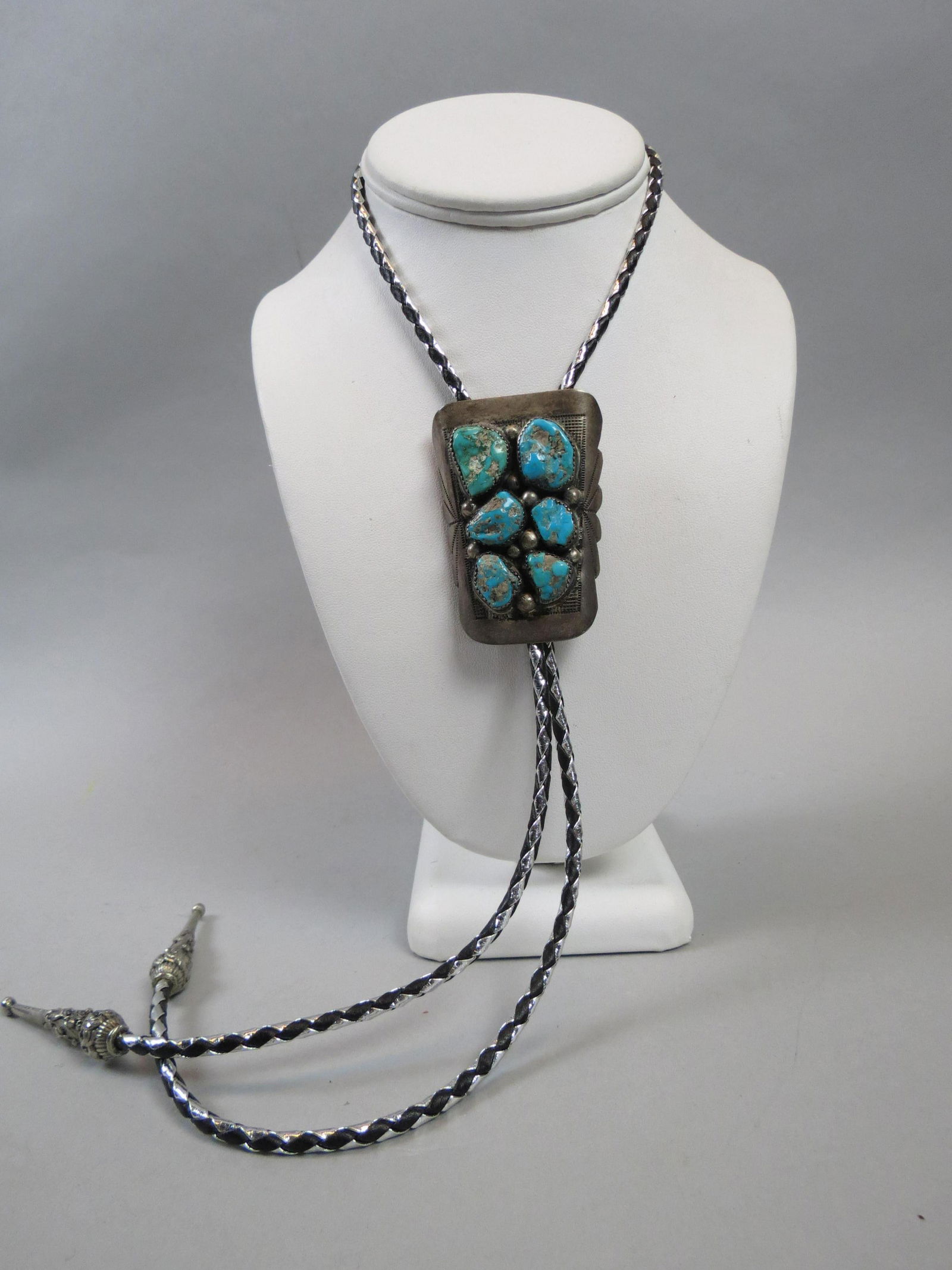 E.M.Y. Turquoise & Sterling Bolo Tie (1 of 5)