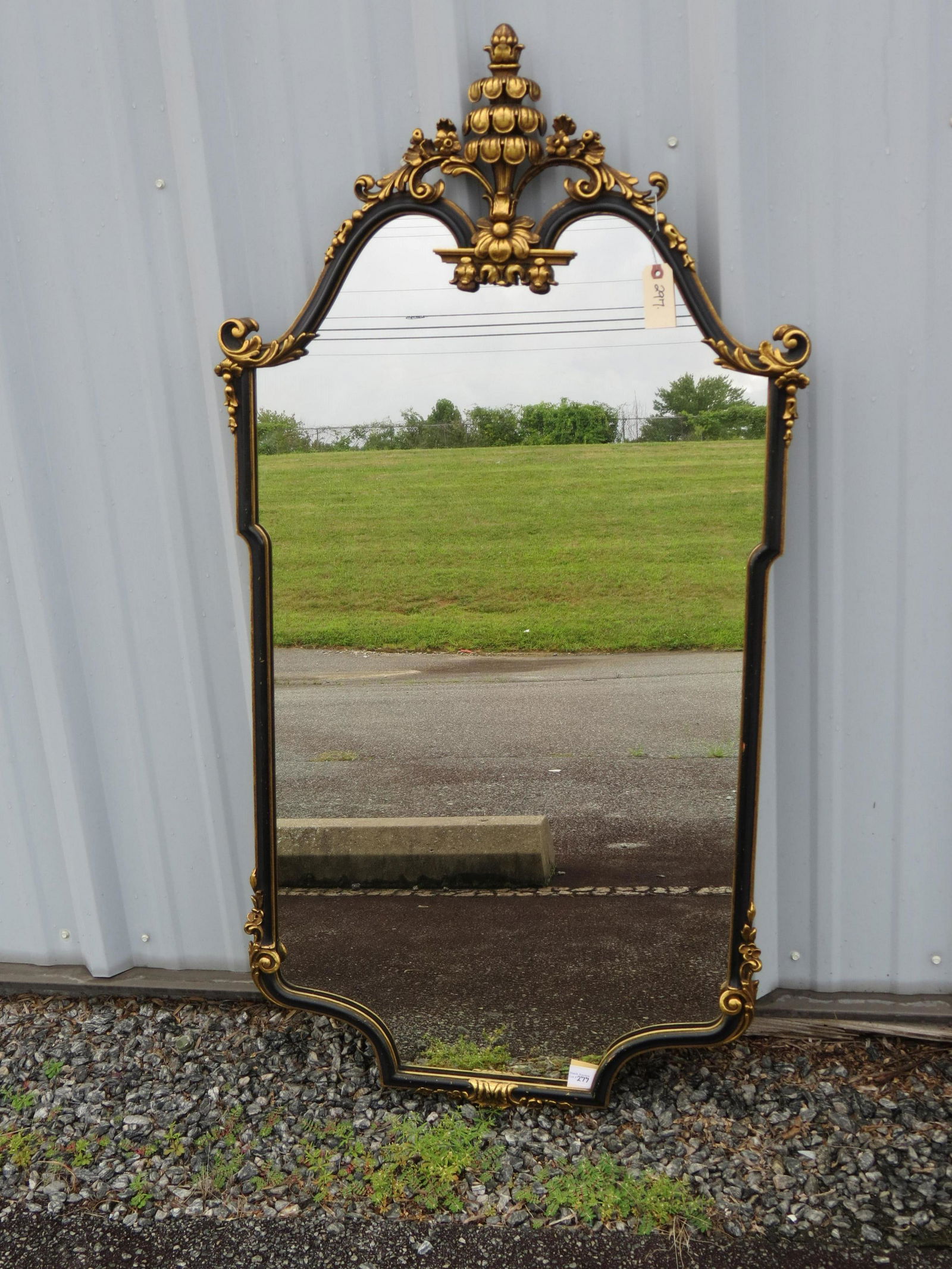 Carved & Gesso Wall Mirror, gold on black (1 of 5)