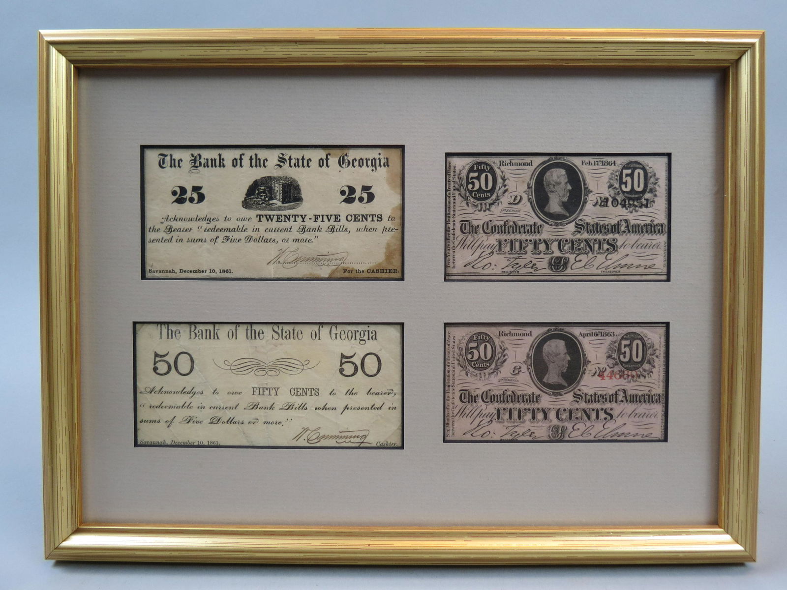4 pcs. Georgia Confederate Currency (1 of 5)