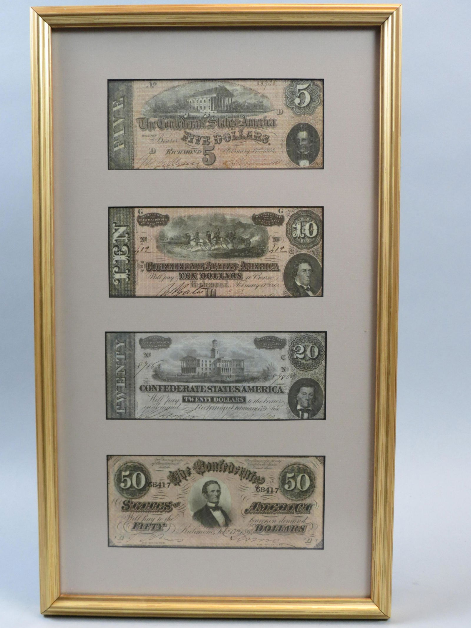 4 pcs. 1864 Richmond Virginia Confederate Currency (1 of 10)