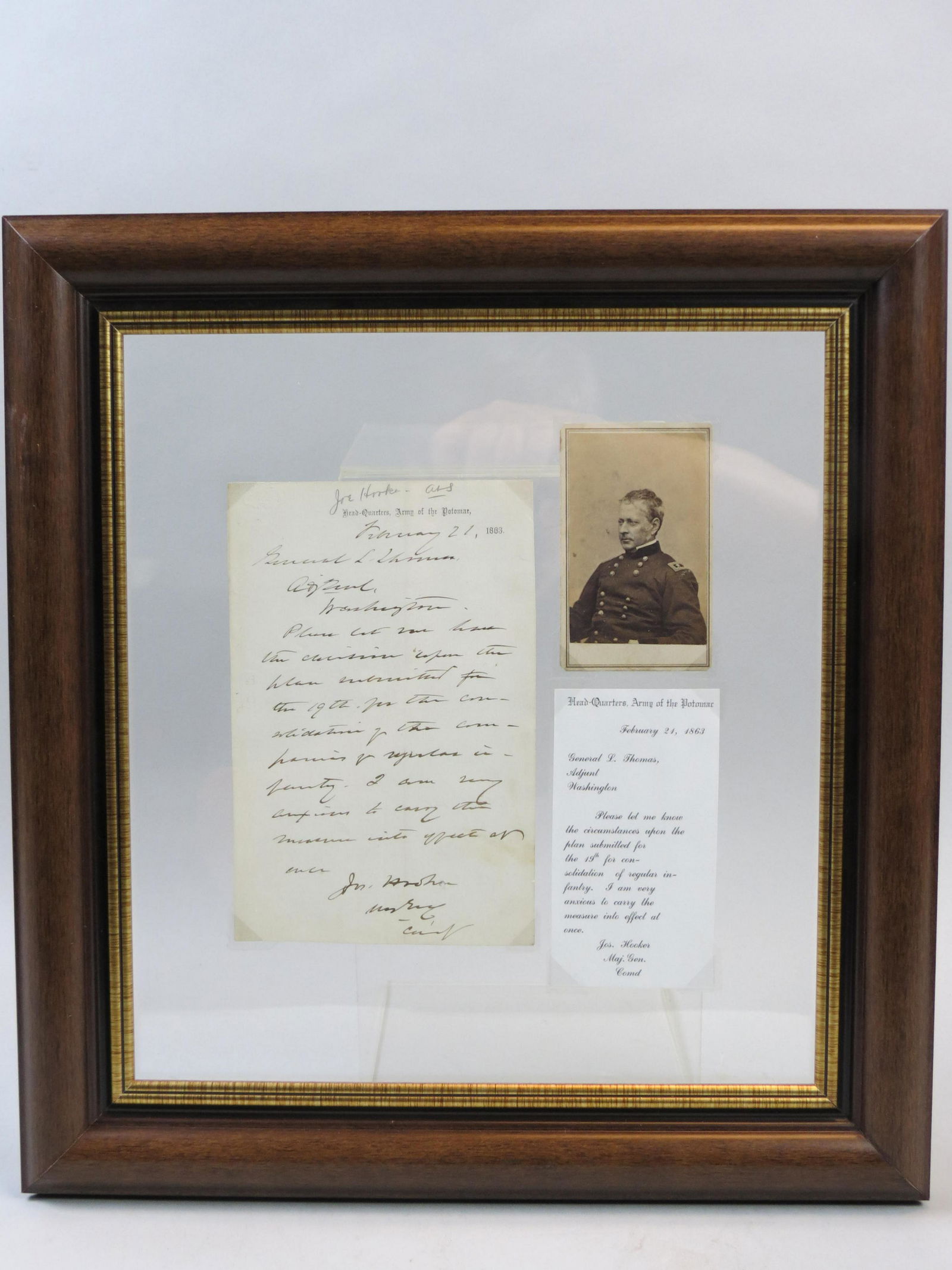 1863 Civil War Letter by Joseph Hooker (1 of 6)