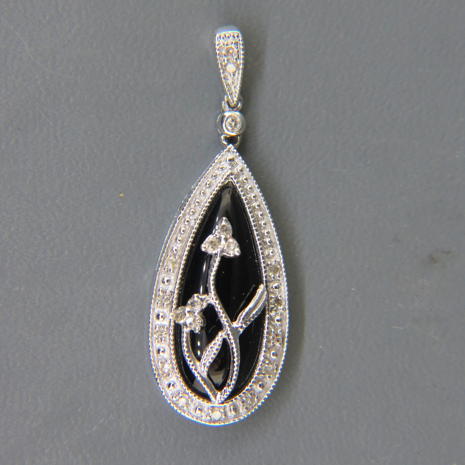 Diamond & Black Oynx 14K White Gold Pendant (1 of 4)