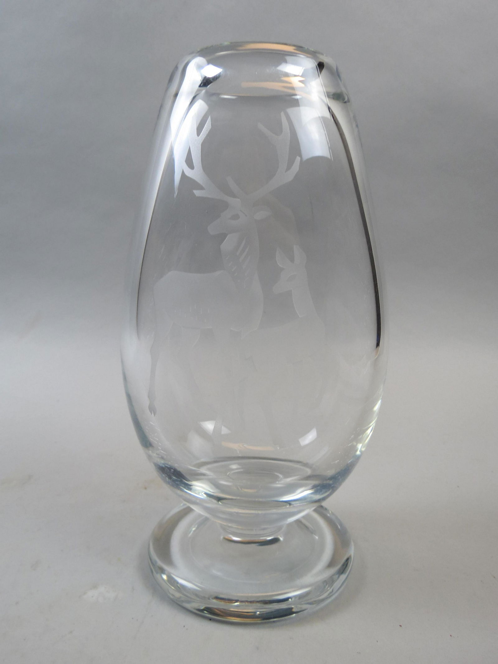 Swedish Crystal Vase with Etched Deer (1 of 10)
