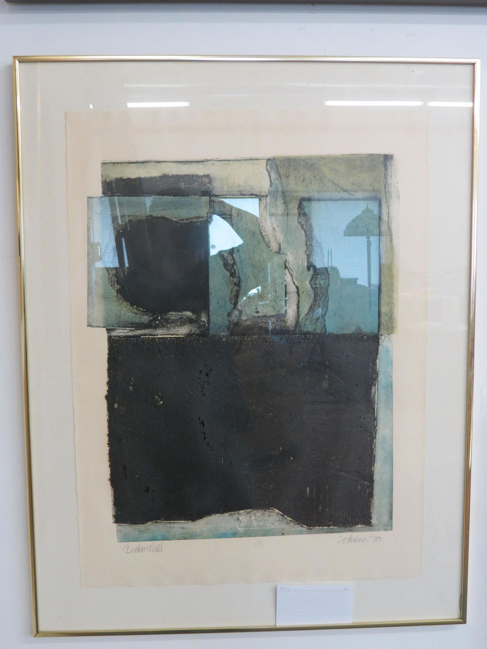 Johnson, lithograph and oil, "Broken Wall" (1 of 6)