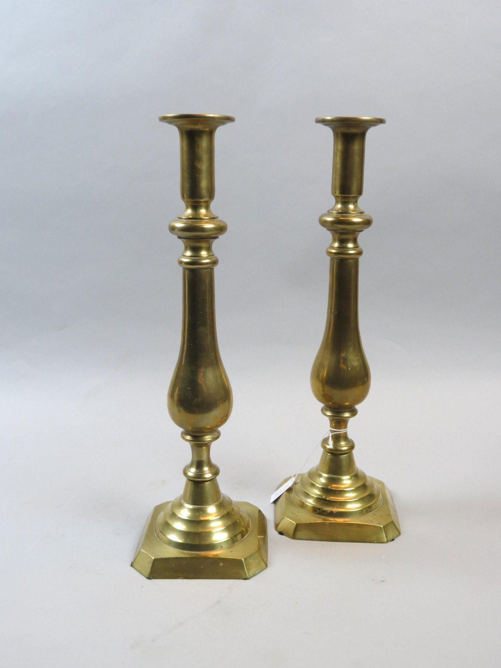 Pair of Large English Brass Push-up Candlesticks (1 of 6)