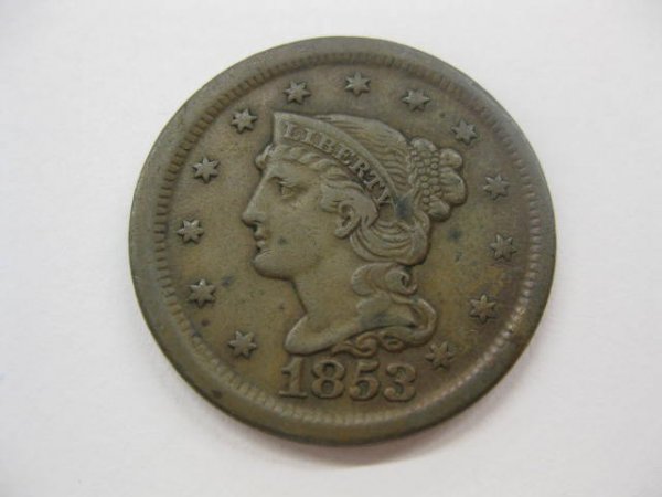 1853 U.S. Large Cent, XF.: XF.