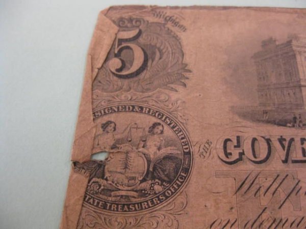 1859 Ann Arbor, Michigan $5.00 Note, Government - 2