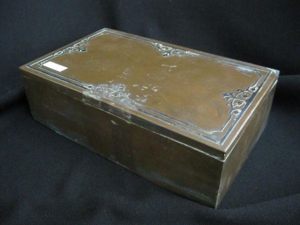 Silvercrest Bronze & Sterling Humidor, Arts & Craf: Arts & Crafts era, 10" x 6".