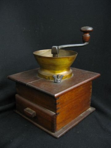 Antique Coffee Mill, top crank with drawer.: top crank with drawer.
