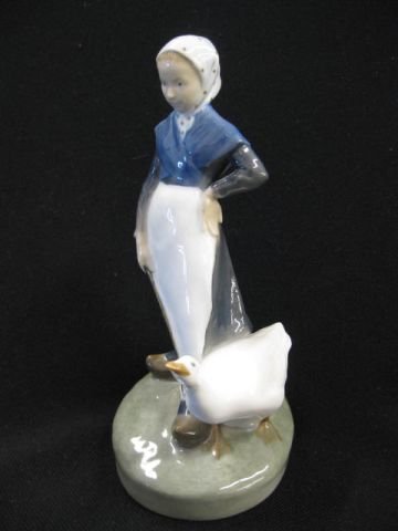 Royal copenhagen Porcelain Figurine "goose Girl", : "goose Girl", #528, 7 1/4", excellent.